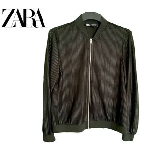 Zara Women's Medium Black Mesh Like Women's Jacket Zip Up